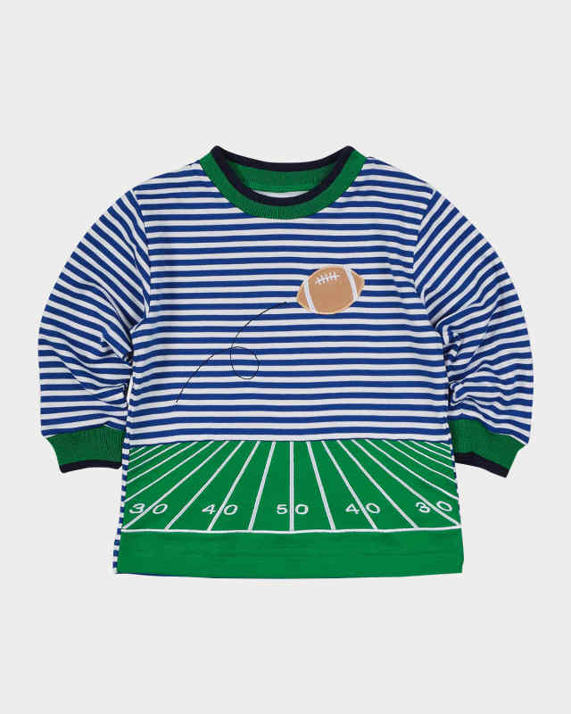 Boy's Football Field Stripe Knit Shirt, Size 2-5